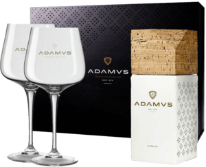 Coffret Adamus -Dry Gin a/verres Gin 44.4% 70cl